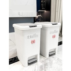 [모던 인테리어 완성] 화이트 페달 휴지통 20리터, 20L (나비) 밀폐