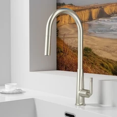 브러시드 골드 주방 수도꼭지 풀아웃 스프레이어 온수 싱크 탭, 04 Brushed Nickel