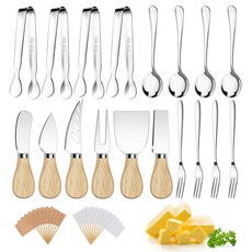 샤퀴테리 보드 액세서리 식기 치즈 버터 스프레더 나이프 세트 나무 손잡이 포함 작은 서빙 집게 미니 포크 및 스푼 이쑤시개 플래터 파티 애피타이저용 153120