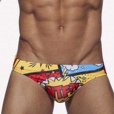 時尚卡通印花貼身錦綸低腰性感男士三角泳褲