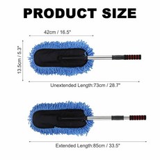 HARFINGTON 자동차 먼지떨이 브러시 외부 긁힘 방지 클리닝 고밀도 소프트 자동 디테일링 도구 접이식 핸들 포함 SUV 트럭 오토바이 홈 클리닝 블루