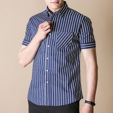 BLUEFORCE 男式 Ensidon 短袖 Southern Basic Fit 條紋休閒襯衫