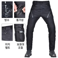 오토바이 라이딩 바지 방풍 방수 통기성 내구성 남성 사계절 기모 방한 팬츠, S, 사계절 블랙 보호구 미포함