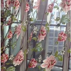 NAPEARL-신제품 클래식 꽃 커튼 1 패널 창 심사 사용자 정의 완제품 보라색 얇은 명주 그물 드레이프