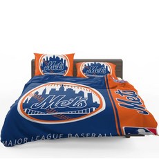 MLB 뉴욕 메츠 이불 배게 커버 세트 - 싱글 더블 사이즈 New York Mets, 포함