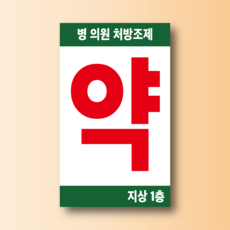 약국 위치 층수 기재가능 도어사인 알림 자석탈부착 표지판 12x20cm, 자석스티커