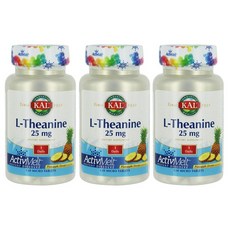 KAL L-茶氨酸補充錠 鳳梨味 25mg, 120 件, 3個