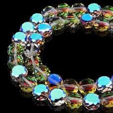 DIQIO 주얼리 제작용 6mm 스파클 플랫 크리스탈 비즈 - 팔찌용 코인 스페이서 라운드 슬라이스 93-100개 레이크 블루 AB 164529, 8mm, 레드 그린 AB