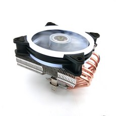 12厘米CPU散熱器，六熱導管，多平台兼容，靜音設計，適用於1155/AMD，電腦CPU散熱器, 3針雙極白燈風扇, 1個