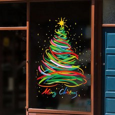 《小日子家居館》聖誕節裝飾品 窗戶裝扮氛圍窗貼 玻璃門貼紙 場景佈置 靜電窗花, 聖誕樹SKJD6184DS