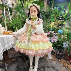 女童洛麗塔公主裙 吊帶連衣裙 生日禮服裙 附贈打底衫裙撐襪子
