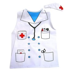 더나이스 교육기관 직업체험 놀이조끼 모자세트 어린이집 유아센터 창의력놀이 역할복 활동복, 1개, 의사