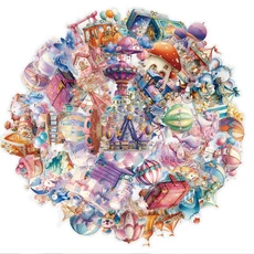 쿠쿠스토어 5개의 꿈같은 놀이공원 스티커 생동감 넘치는 및 데칼 물병 노트북 휴대폰 여행가방 스케이트보, 01 a5pcs