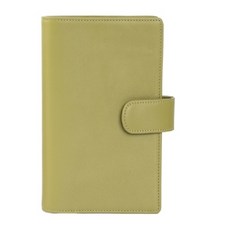 Amnery美國安尼瑞 Believe系列A6真皮K環活頁手賬本 記事本 錢包筆記本 送禮, 芥末綠, 1個