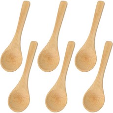 노게키 6PCS 작은 나무 숟가락 3.94인치 미니 소금 커피 차 향신료 병용 꿀 티스푼 설탕 양념 주방 용품