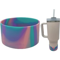 Resin & Reed 7.6cm(3인치) 바닥 병용 실리콘 텀블러 부츠 (Stanley Simple Modern Hydroflask 등과 호환) (핑크 & 그레이), 퍼플, 핑크, 틸