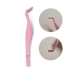 밀로톤 라운드 커브형 빗살 속눈썹 트위저 집게, 핑크