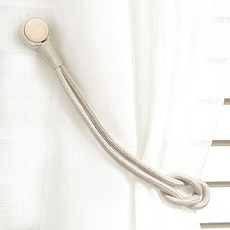 로즈퀸 우드버튼 마그네틱 커튼 타이백 52cm, 2개, 베이지