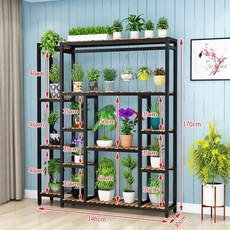 화분진열대받침대 선반 철제 정리대 인테리어 베란다, I. 검정색 프레임 탄화판 길이 148 너