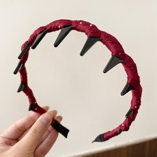 紅色布藝纏繞波浪髮箍 蓬鬆高顱頂防滑洗臉髮飾, 1個, 簡約滿天星髮箍-紅色