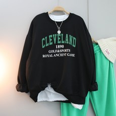 달콩 여성 빅사이즈 겨울티 도톰 따뜻한 블랜드레터링오버핏맨투맨(기모)