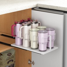 헤이까야 무타공 슬라이딩 텀블러 정리대 다용도 거치대 정리함 공간활용 끝판왕, 화이트, 1개