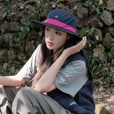 사파리모자 등산모자 농사모자 목가림 챙넓은 자외선차단 낚시 캠핑 아웃도어 모자, 블랙+핑크