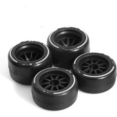 팀 포스 F1 110 RC 카용 호환 레이싱 고무 타이어 전후륜용 4개 업그레이드 부품 휠, 팀 포스 F1 110 RC 카용 호환 레이싱 고무 타이