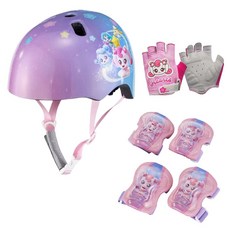 삼천리 티니핑 헬멧 + 보호대 + 장갑 3종세트, 1세트, 핑크