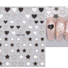 골드 별 네일 접착 꾸미기 믹스 손톱 반짝 장식 하트, 1개, 상세페이지 참조