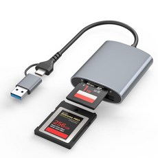 전문가용 CFexpress 타입 B 및 SD 듀얼 슬롯 메모리 카드 리더기 USB 3.2 Gen 2(10Gbps) 전송 속도 USB-C&USB-A 2-in-1 CFexpre
