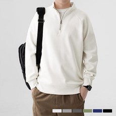 디커스텀 남녀공용 루즈핏 코튼 반집업 맨투맨 반목 폴라 빅사이즈 M~5XL