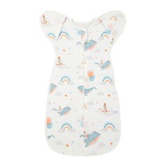 嬰兒動物圖案包巾 柔軟透氣舒適寶寶睡袋 防驚嚇拉鍊式包巾
