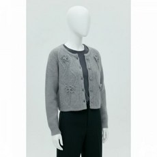 H M 아플리케 가디건 그레이 멜란지 1332331002