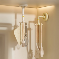 글로윅 강력 흡착식 회전 문어발 주방걸이, 2개, 노랑