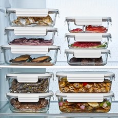 쿠코아 냉장고 정리용 다용도 식품 밀폐용기 10P 세트, 850ml(5개)+1400ml(5개), 1세트