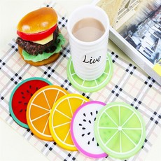 으뜸 과일모양 실리콘 컵받침 원형컵받침, 레몬