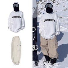 보드복상의 주니어 남여공용 블랙 스노우 방한 후드티