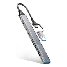 코시 듀얼 커넥트 USB 3.0 슬림 메탈 멀티허브 4포트 7포트 C타입 / A타입, UH2257CA 7포트 허브