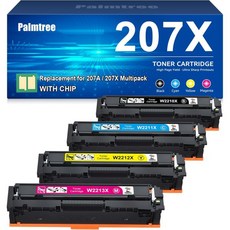 Palmtree TN248XL TN248 호환 브라더 MFC-L3760CDW 토너 MFC-L3740CDW MFC-L3740CDWE DCP-L3560CDW TN 248 DCP-L, 207X Black/207X Cyan/207X Yell