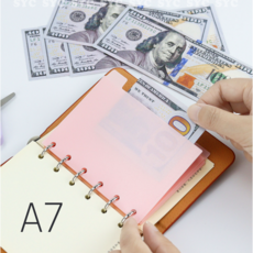 [SYC] 6+6 핑크 PP 인덱스 포켓 현금 바인더 속지 A7, 12매