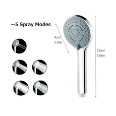 5가지 모드 고압 샤워 헤드 세트 레인폴 핸드헬드 스프레이어 노즐 호스 브래킷 포함 욕실 수도꼭지 액세서