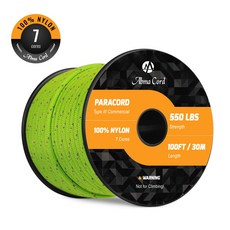 4mm 반사 코드(30m/100ft) 야외 캠핑 DIY 공예에 적합한 7가닥 III형 나일론 로프, 반사 네온 그린