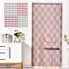 중국집발 문발 커텐 창문 인테리어 비즈발, 그레이 와인레드