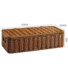 틈새 라탄바구니 등나무 수납바구니 사각라탄바구니 보관함, 1개, R. 직사각형 이중 손잡이 디자인 진한 커피색