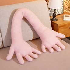 손가락 긴팔 쿠션 베개 모양 봉제 죽부필로우 손모양 차박, 80cm, 테디 플러시 핑크
