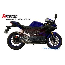 Akrapovic Yamaha R15 MT15 蠍子管 碳纖維 全段 排氣管, 1個, 白鐵頭段,無選配中段消音塞
