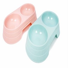 쫑이 반려동물 식기 2구 애완견밥그릇, 핑크