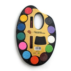 [아이디몬] 고체물감 세트 12색+붓 3종 수채화 어린이물감 수용성 휴대용 파렛트, 고체물감파레트(소)