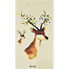 一次性 防水 仿真 彩色紋身貼紙 鹿B, 1個